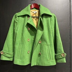 CAbi green double breasted pea coat women’s size 6 wool blend